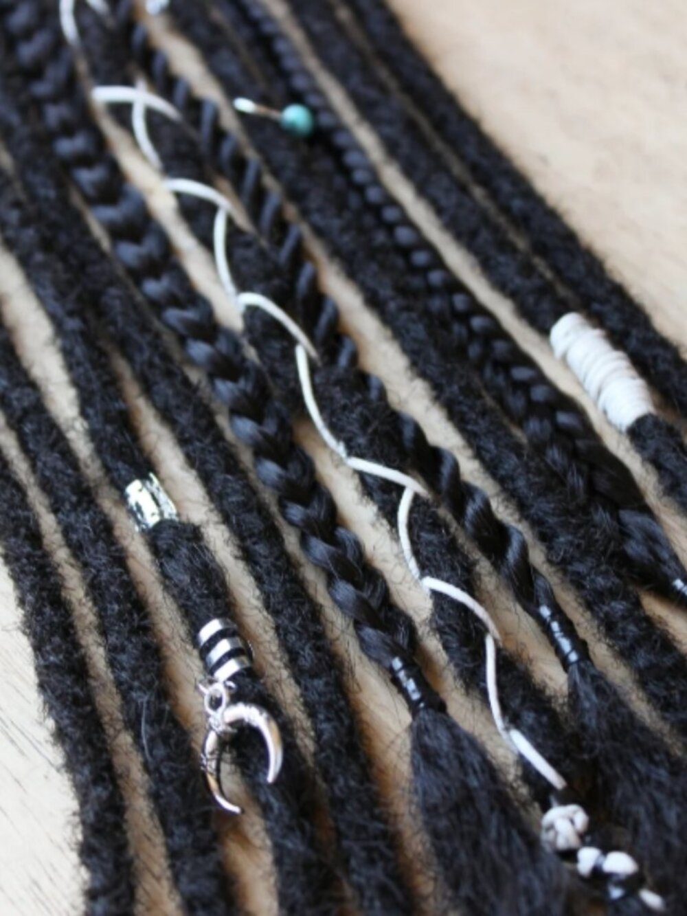 Black Synthetic Hair Dreadlocks Accents Locs Braid Viking Hippie Boho
